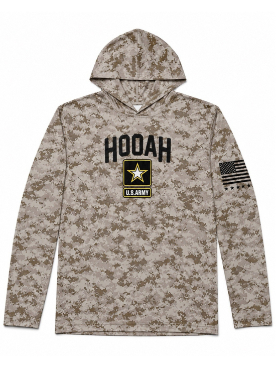 ‘47 Other - US Army Hoodie Hooah Men’s Large Desert Digital Camo Hooded Shirt Lightweight